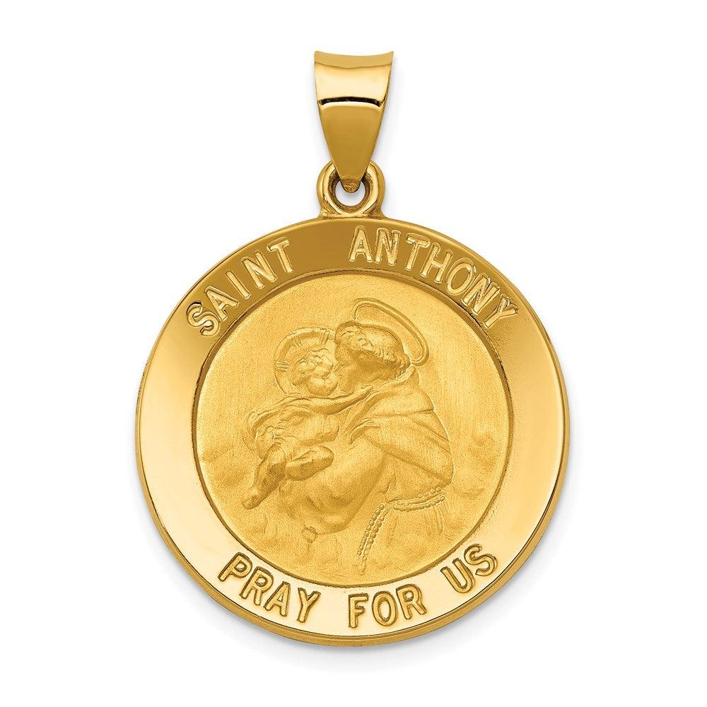 Diamond2Deal 14k Yellow Gold Saint Anthony Medal Hollow Pendant