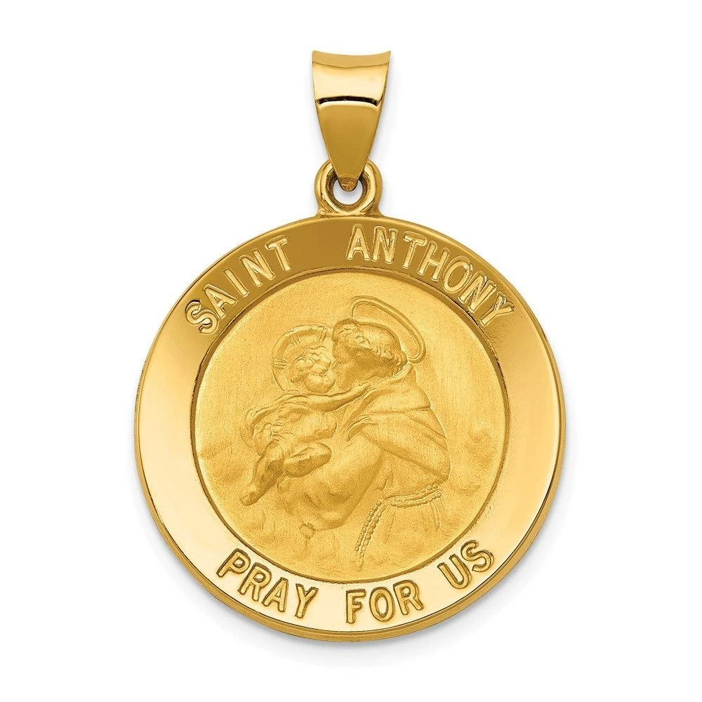 Diamond2Deal 14k Yellow Gold Saint Anthony Medal Hollow Pendant 1