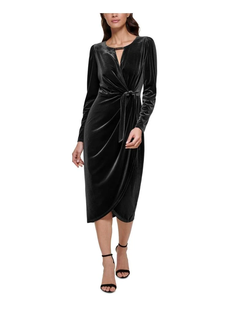 Kensie Womens Velvet Tea Wrap Dress 4