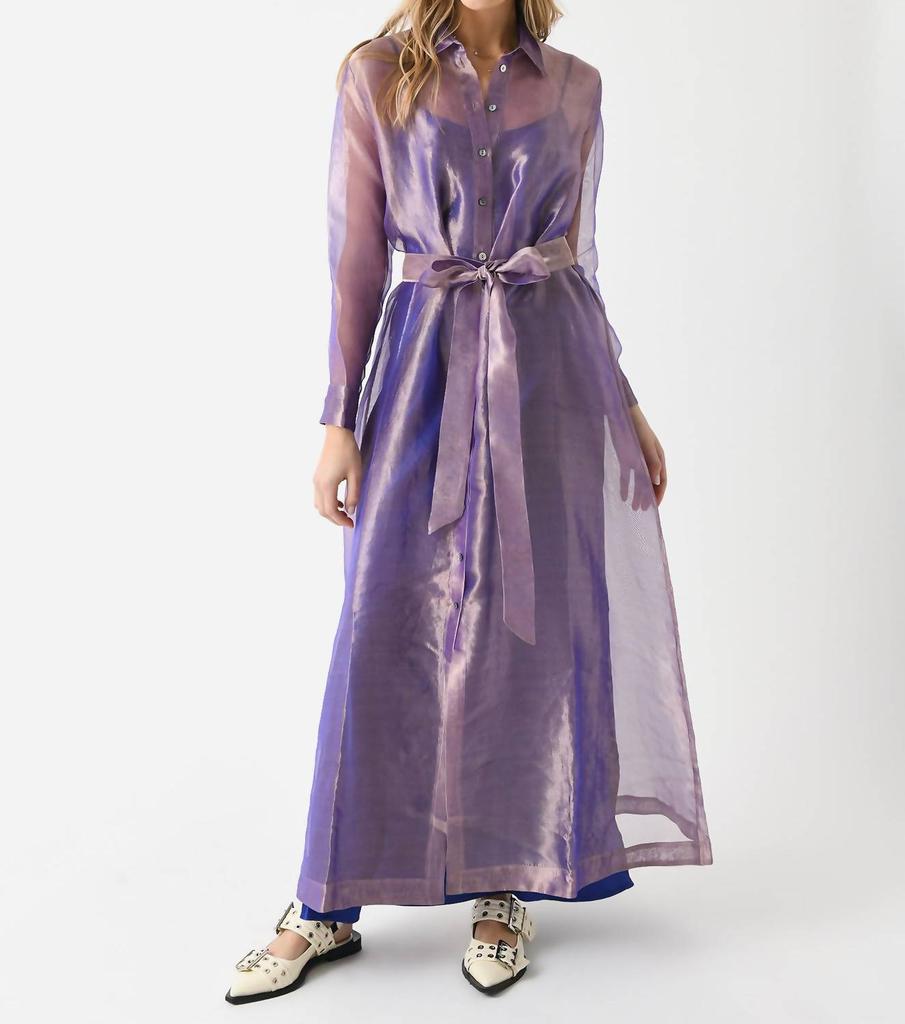 Evi Grintela Valerie Long Sleeve Organza Dress In Purple