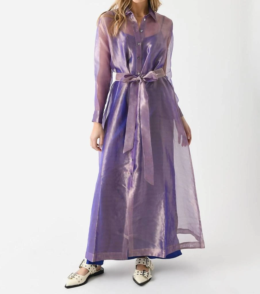 Evi Grintela Valerie Long Sleeve Organza Dress In Purple 1