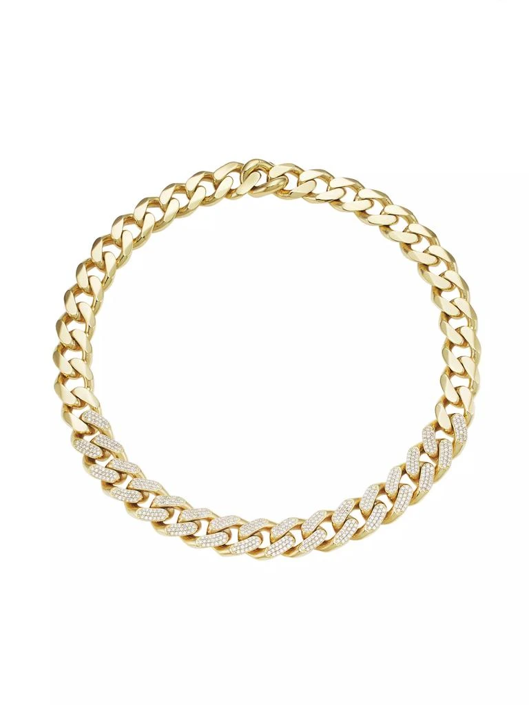 Adriana Orsini Highlight 18K-Gold-Plated Cubic Zirconia Pavé Large Curb Chain Collar Necklace 1