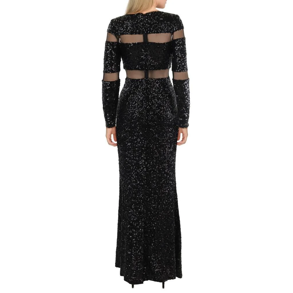 AQUA Womens Sequined Illusion Evening Dress 2
