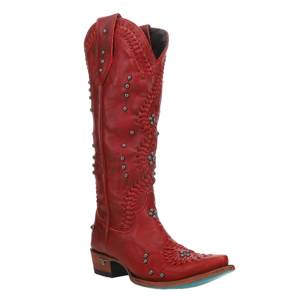 LANE Cossette Studded Embroidered Snip Toe Pull On Cowboy Boots