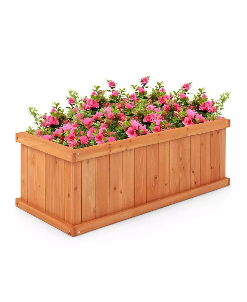 SUGIFT Raised Garden Bed Wooden Planter Box with 4 Drainage Holes and Detachable Bottom Panels-Orange 9