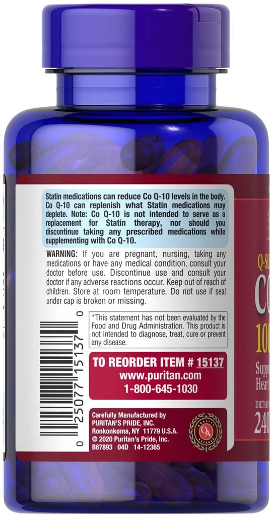 Puritan's Pride Q-SORB Co Q-10 100 mg 240 Softgels 6