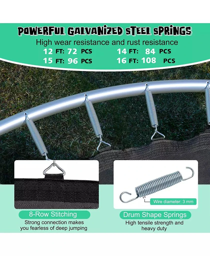 Gymax Recreational Trampoline w/ Inner Enclosure Net Basketball Hoop Ladder 8