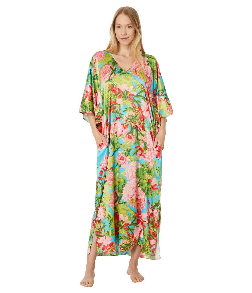 N by Natori Enchanted Peony - Satin 52" Caftan 1