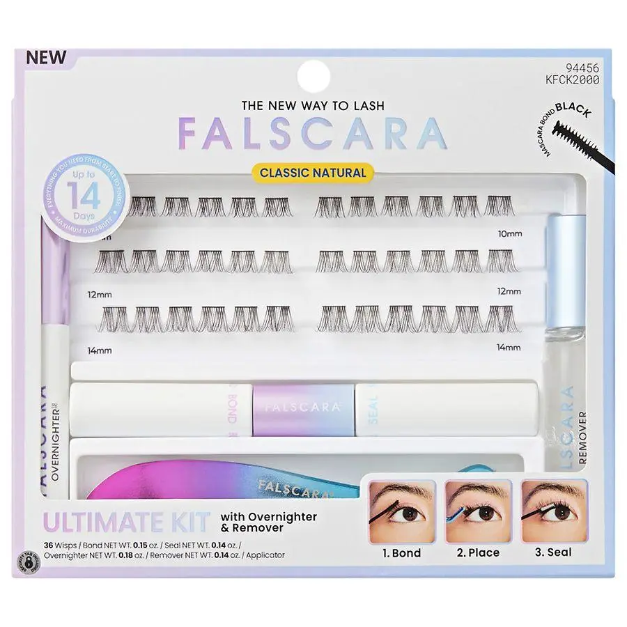 Kiss Falscara Glue-On Lashes Starter Kit 10mm-12mm-14mm
