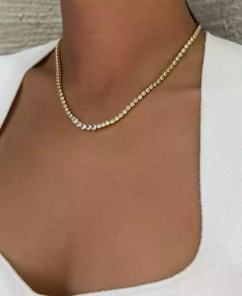 ADORNIA Gold Crystal Bezeled Tennis Necklace 5