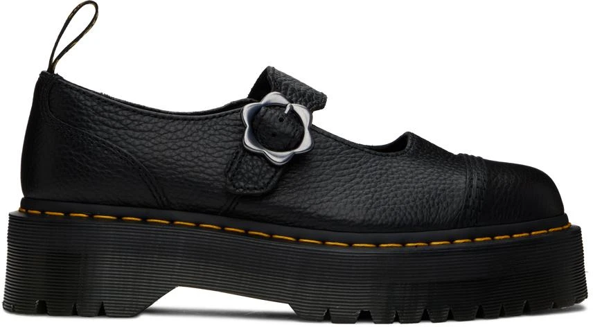 Dr. Martens Black Addina Flower Buckle Leather Platform Oxfords 1