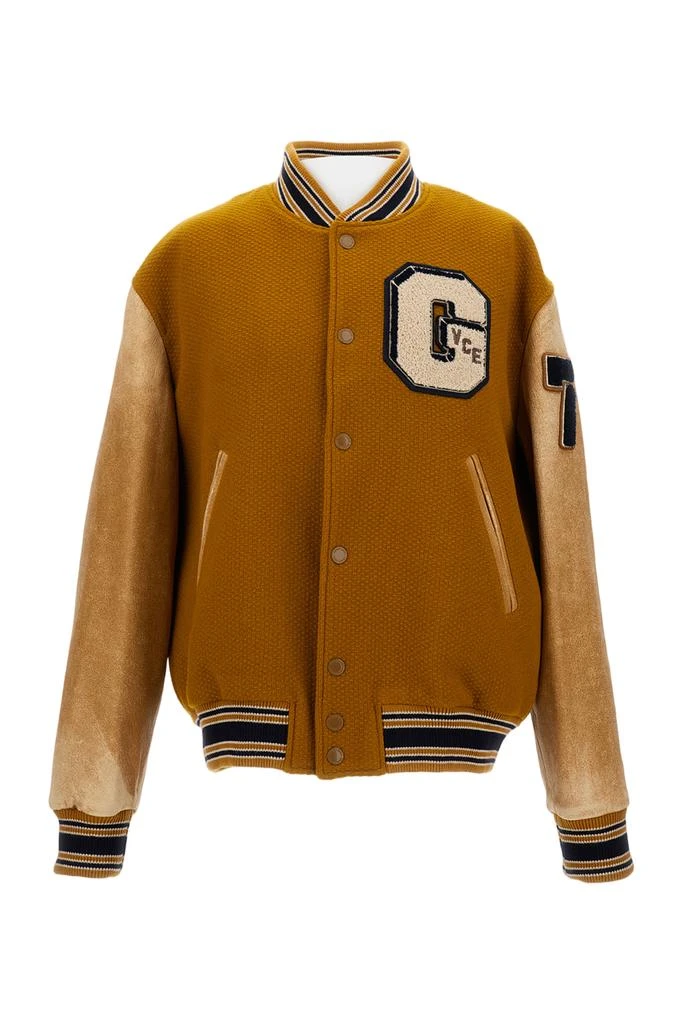 Golden Goose Football-Style Leather Jacket With Cotton Accents
