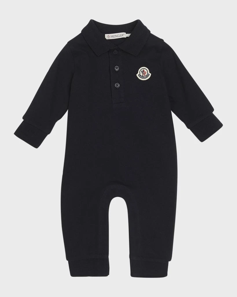 Moncler Boy's Logo-Print Polo Romper, Size Newborn-24M 1