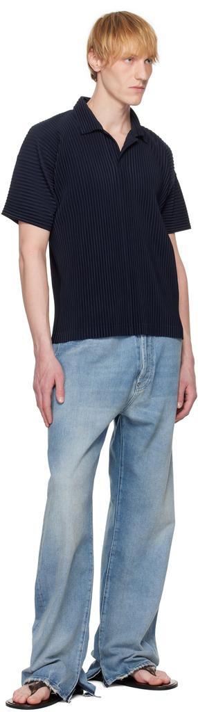 Homme Plissé Issey Miyake Navy Basics Polo - Polo Shirts - BeyondStyle