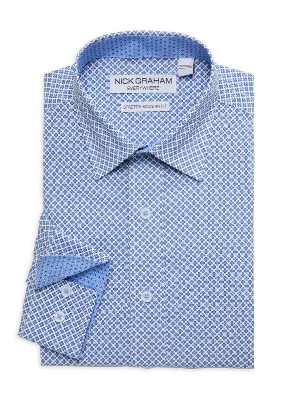 Nick Graham Modern Fit Geometric Dress Shirt