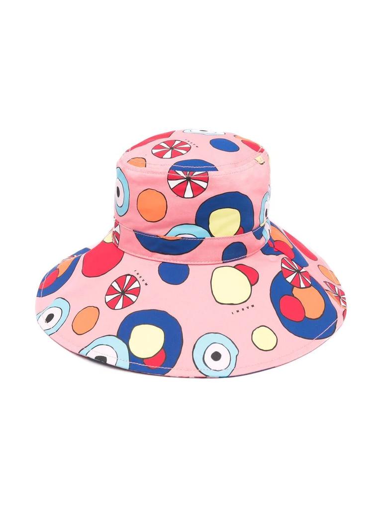 Marni abstract-print bucket hat - kids -  -  - Pink
