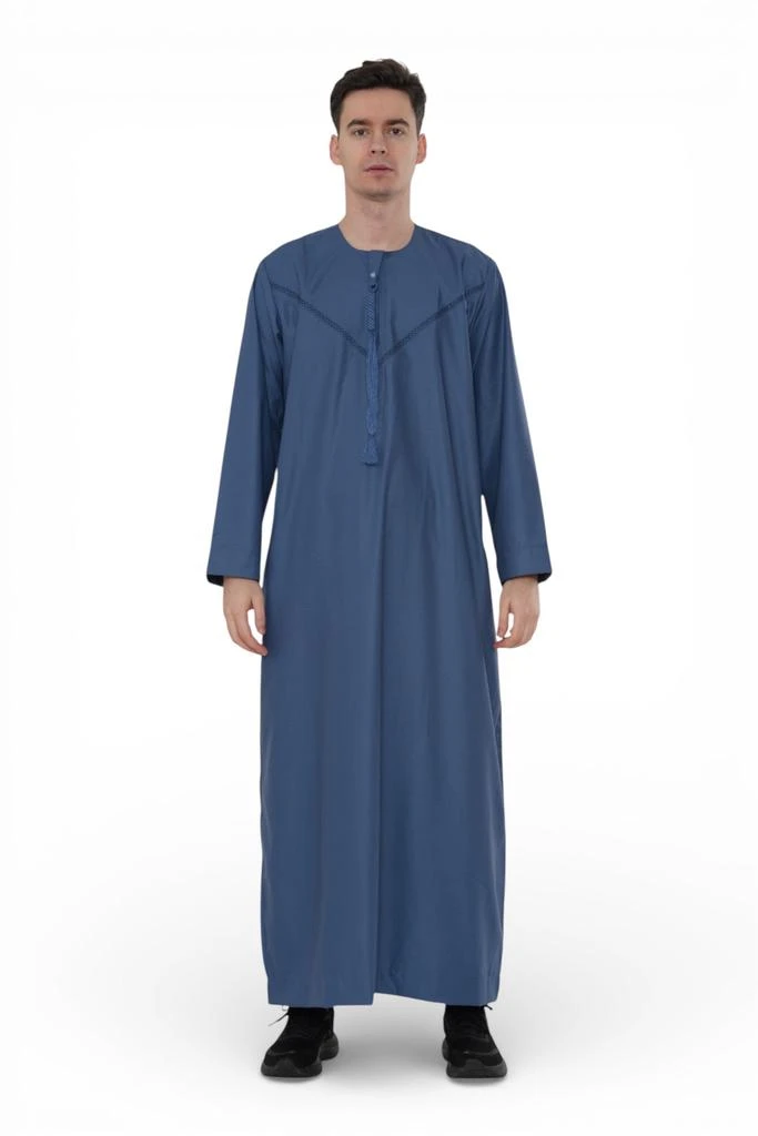 Arabic Thobes Men
s Eid Blue Moroccan Thobe Robe Djellaba Ramadan Eid Jubba- HM10