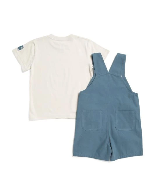 Carhartt Toddler Boys 2pc Printed Tee And Canvas Shortalls Set 2