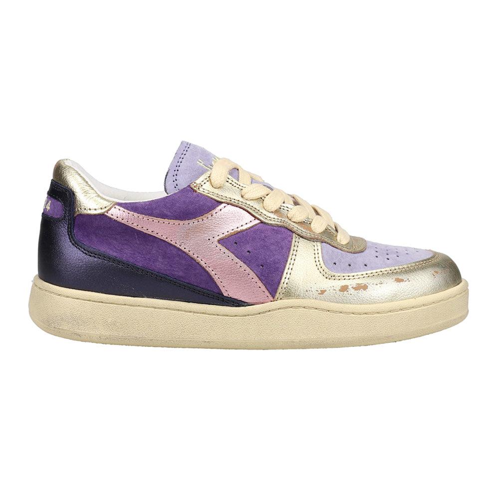 Diadora Mi Basket Low Metal Pigskin Used Lace Up Sneakers