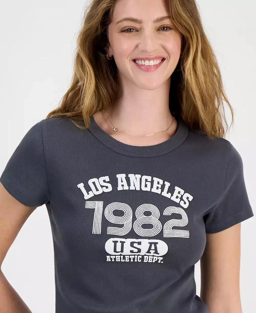 Rebellious One Juniors' Los Angeles 1982 Graphic Rib T-Shirt 3