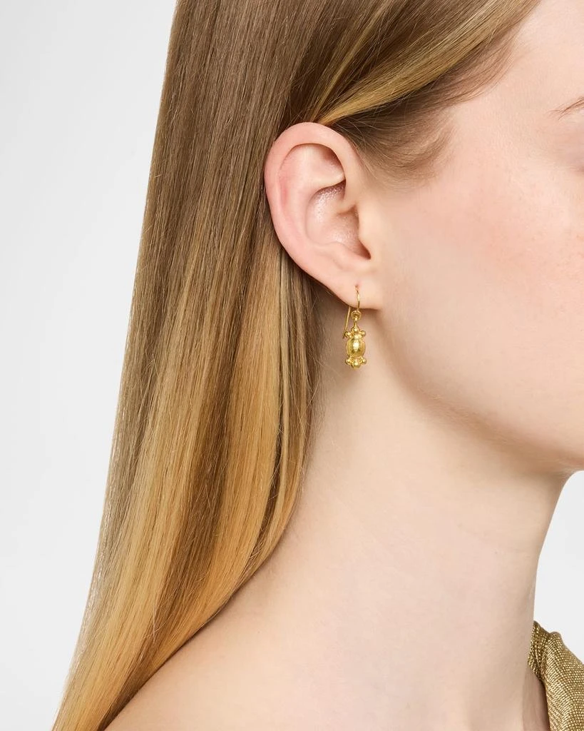 Elizabeth Locke 19K Yellow Gold Shallow Dome and Dot Dangle Earrings 2