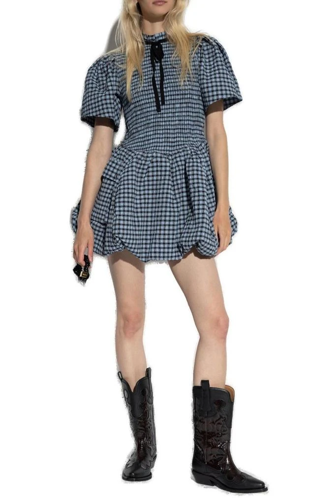 ganni blue seersucker check mini dress Chiffon Wedding Dress,Destination Wedding Dress,Garden Wedding Dress,Beach Wedding Dress,WD00261, US6 / White