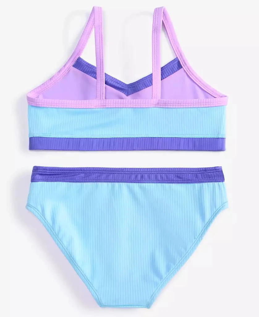 Breaking Waves Big Girls 2-Pc. Colorblocked Mid-Rise Swimsuit 3
