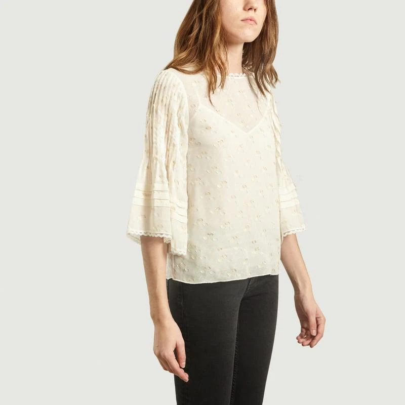 Satin Stitch 3/4 Sleeves Top Multicolor White SEE BY CHLOÉ – On