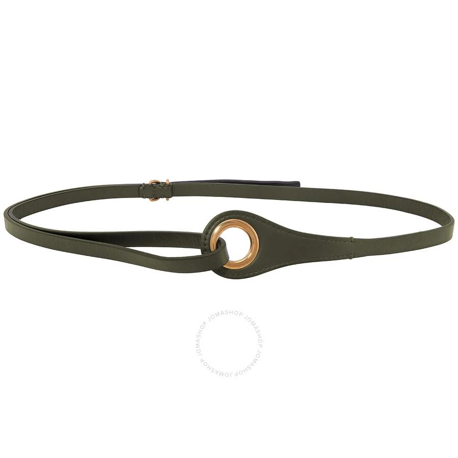 Burberry Grommet Detail Lambskin Belt In Dark Olive 1