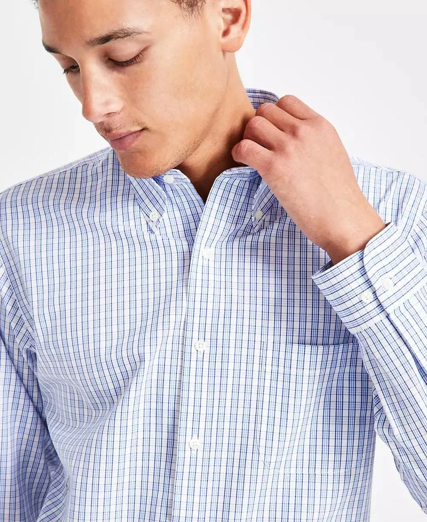 B by Brooks Brothers Men's Regular Fit Non-Iron Polo Button-Down Collar Check Pinpoint Dress Shirt - Blue - Size 15.5 34/35