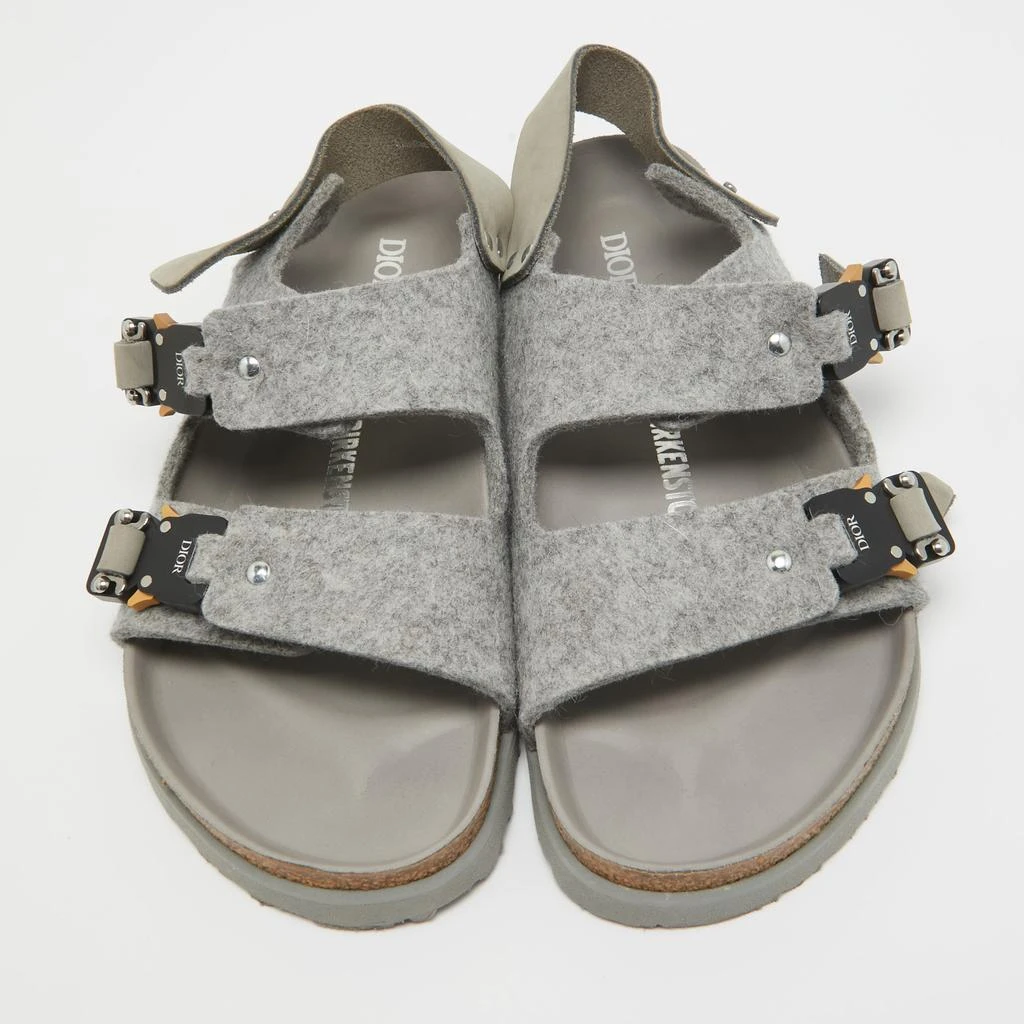 Dior Dior X Birkenstock Grey Wool Slingback Sandals Size 41  3
