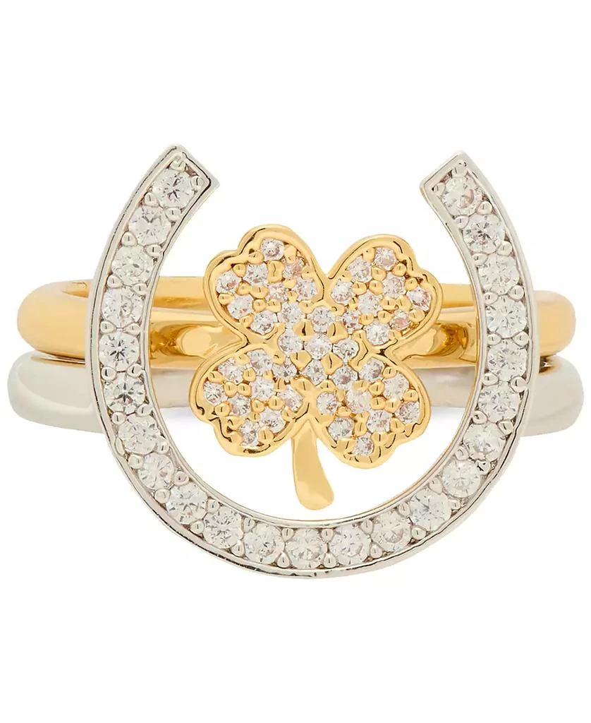 Kate Spade Two-Tone 2-Pc. Set Cubic Zirconia Pavè Lucky Charm Stack Rings 2