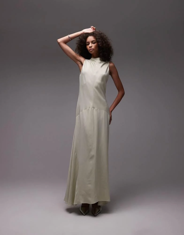 Shop Mango Capsule sleevless dropped waist maxi dress in pale green on Sale  at BeyondStyle  Get 65% Off Mango Capsule sleevless dropped waist maxi  dress in pale green with Limited-Time Flash