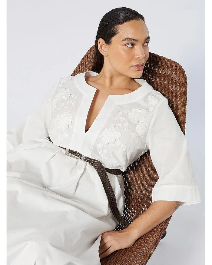 Marina Rinaldi Uscita Opossum Embroidered Split V Neck Dress 3