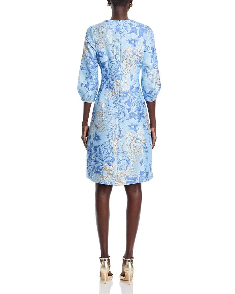 Teri Jon Metallic Floral Jacquard Dress 4