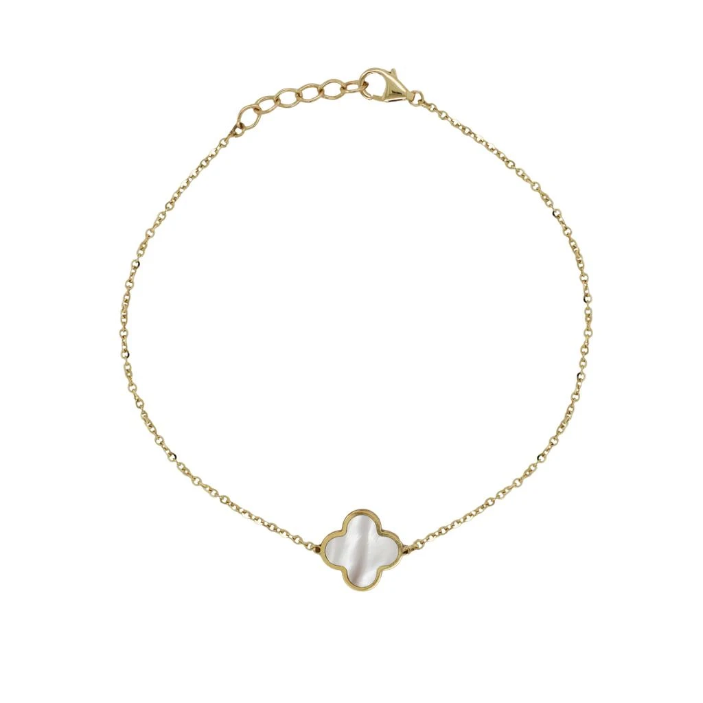 Italian Gold 14K Yellow Gold Single Clover Bracelet - Mother of Pearl