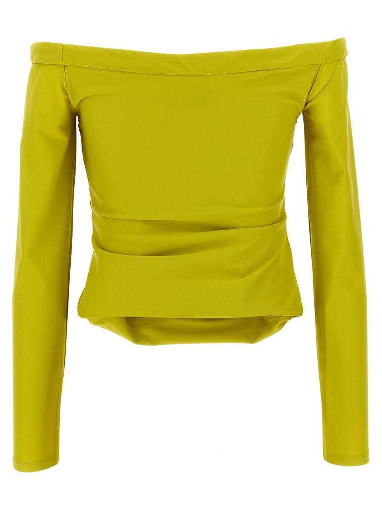 Self Portrait Self-Portrait 'Chartreuse Jersey Off Shoulder' Top
