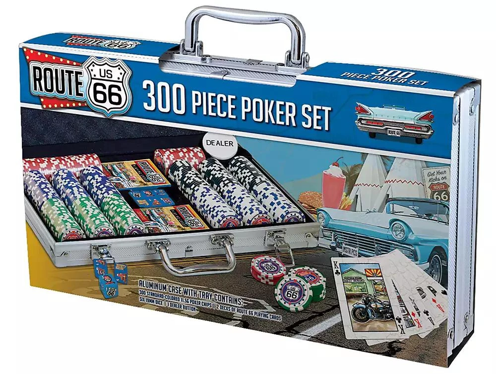 MasterPieces Puzzles MasterPieces Casino Style 300 Piece Poker Chip Set - Route 66 Theme