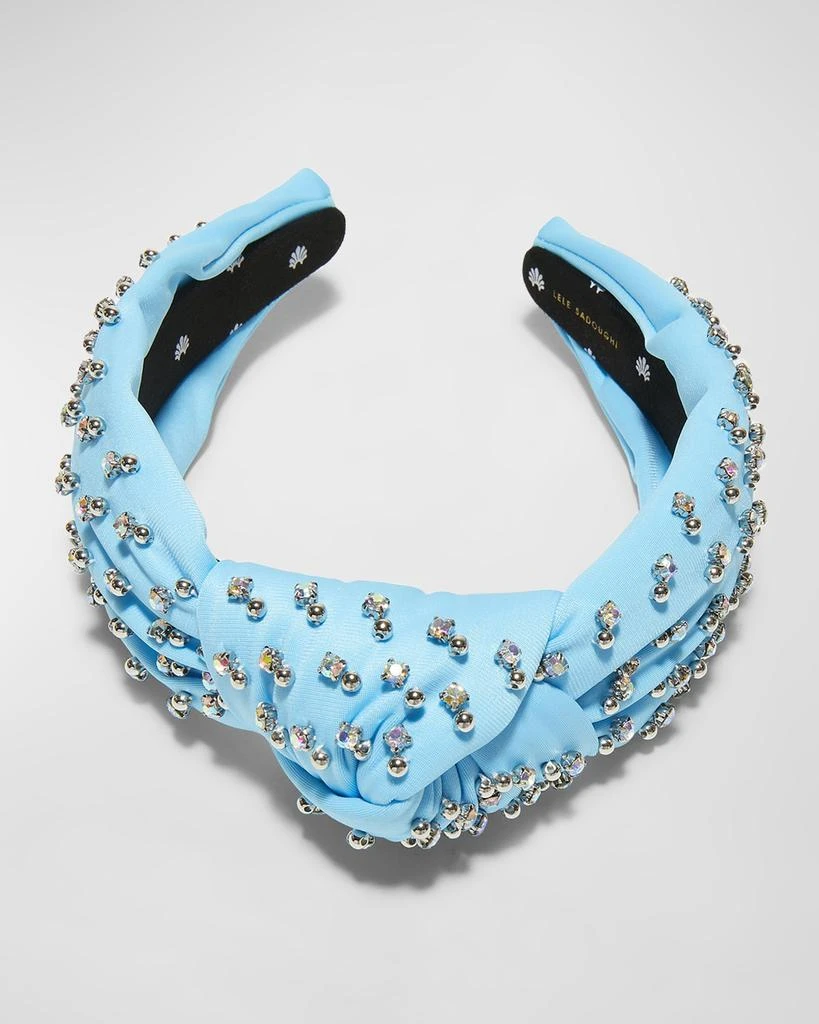 Lele Sadoughi Knotted Crystal-Embellished Neoprene Headband 1