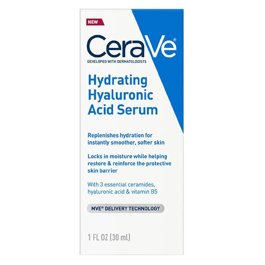 CeraVe Hydrating Hyaluronic Acid Face Serum for Dry Skin, Fragrance Free 10