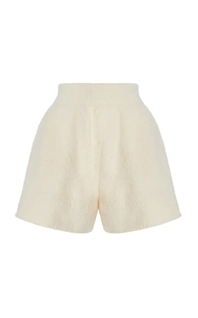 Aisling Camps Aisling Camps - Felted Knit Wool-Blend Shorts - Ivory - S - Moda Operandi 1