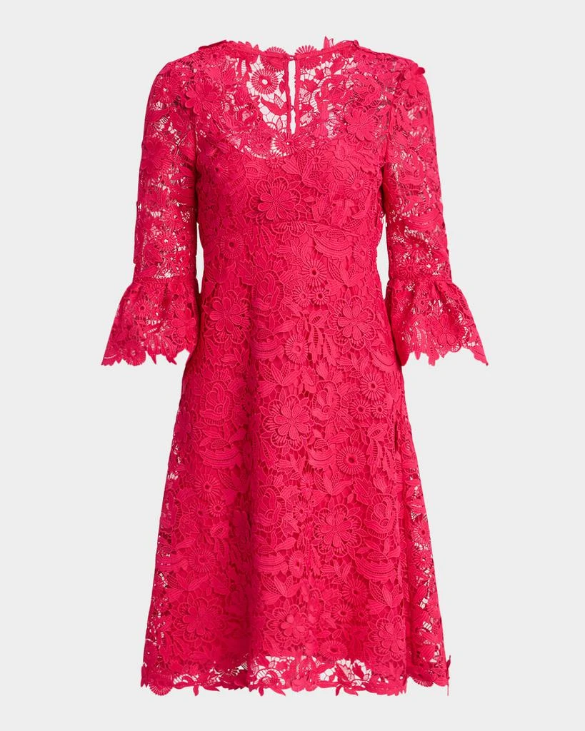 Teri Jon Bell-Sleeve Floral Lace Dress 1