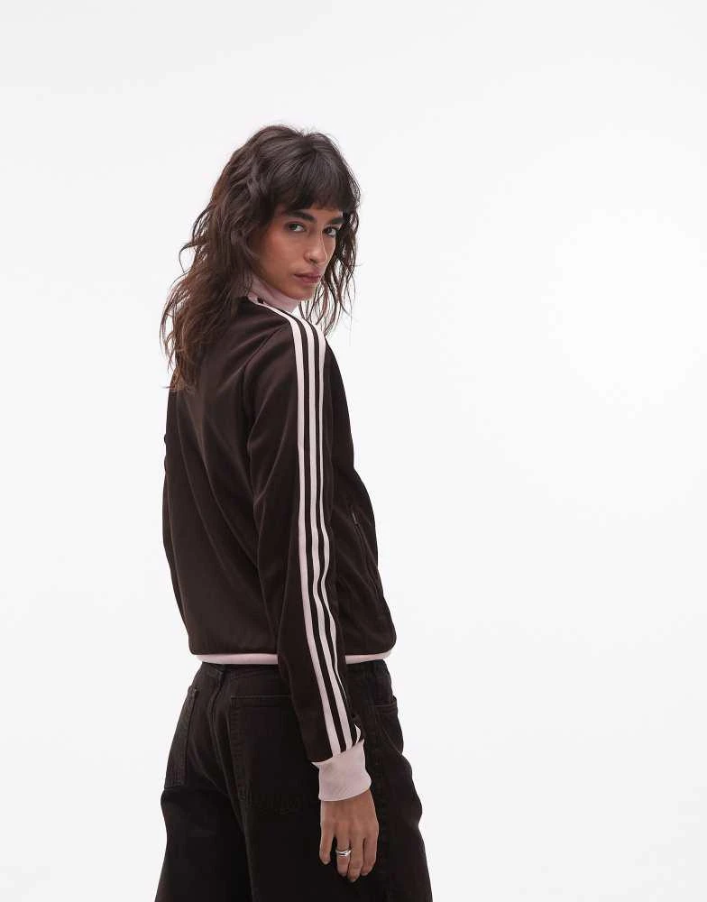 Adidas adidas Originals classic track jacket in brown and pink 4