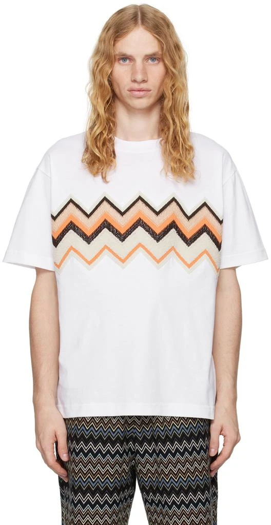 Missoni White Zig Zag Embroidery T-shirt 1