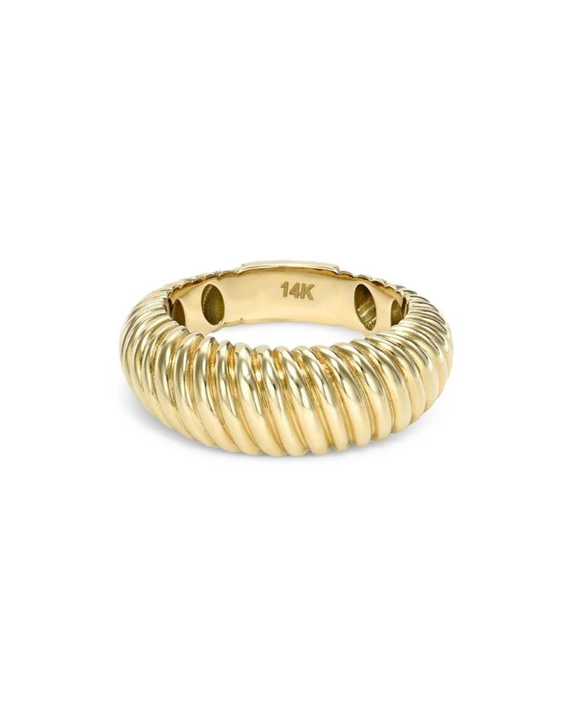 Zoe Lev 14K Yellow Gold Ribbed Dome Ring 1