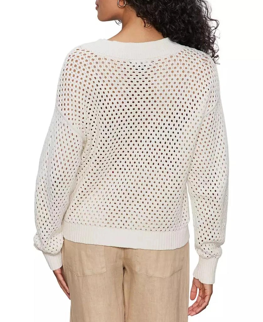 Sanctuary Women's Airy Openwork Cotton V-Neck Sweater 4