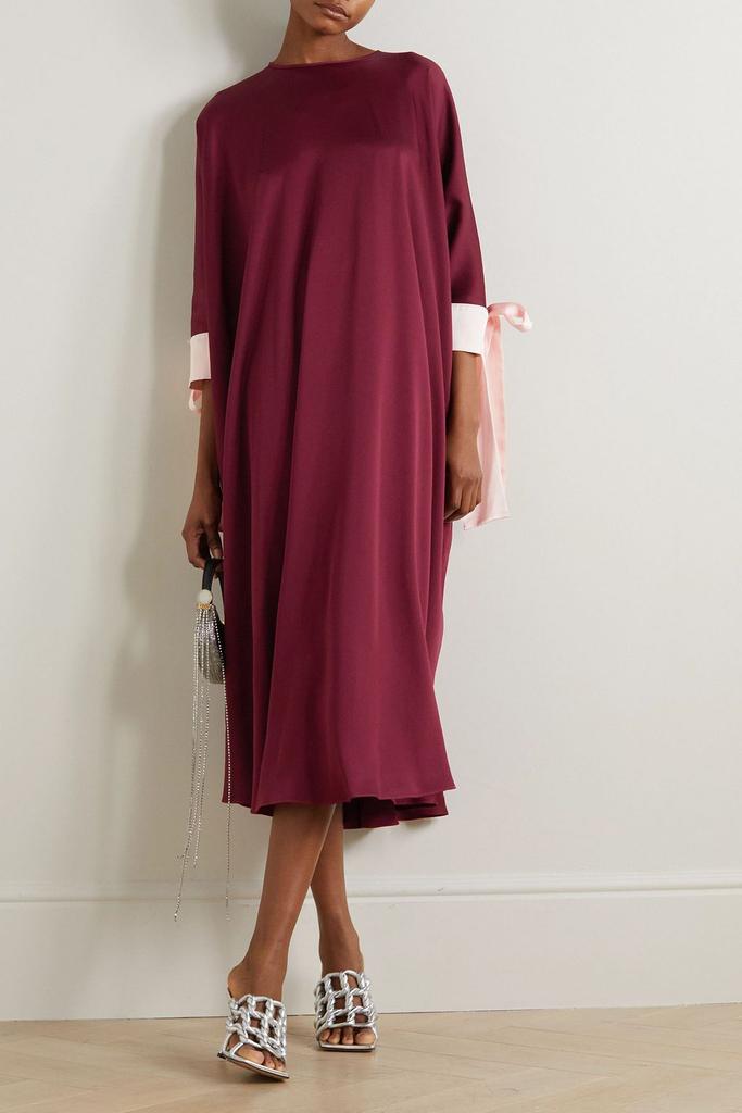 Halpern Bow-detailed two-tone silk-satin kaftan