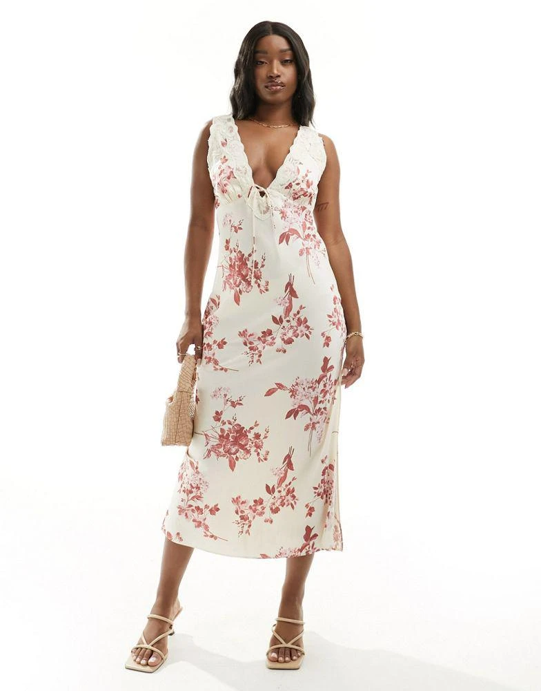 Abercrombie & Fitch Abercrombie & Fitch floral lace midi slip dress in cream 2