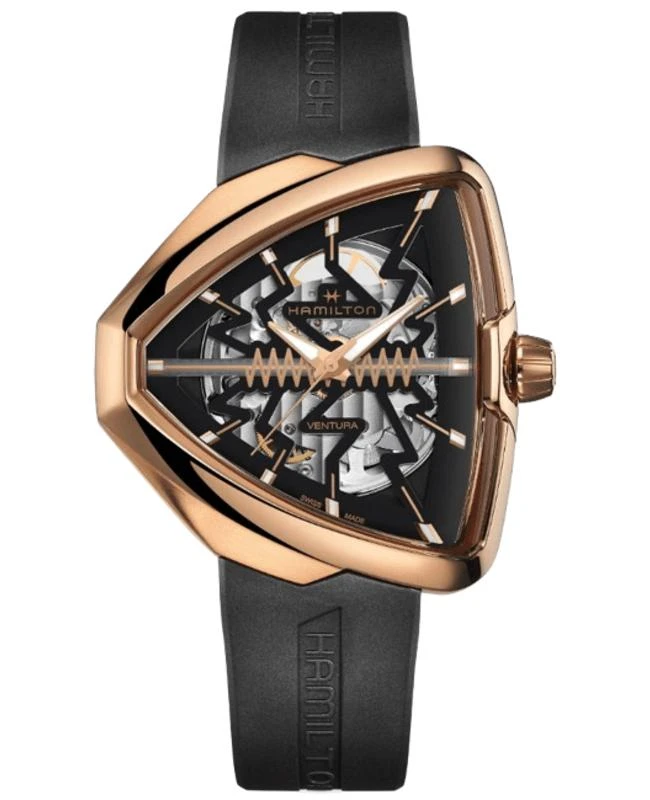 Hamilton Hamilton Ventura Elvis80 Auto Black Skeleton Dial Rubber Strap Men's Watch H24525331 1