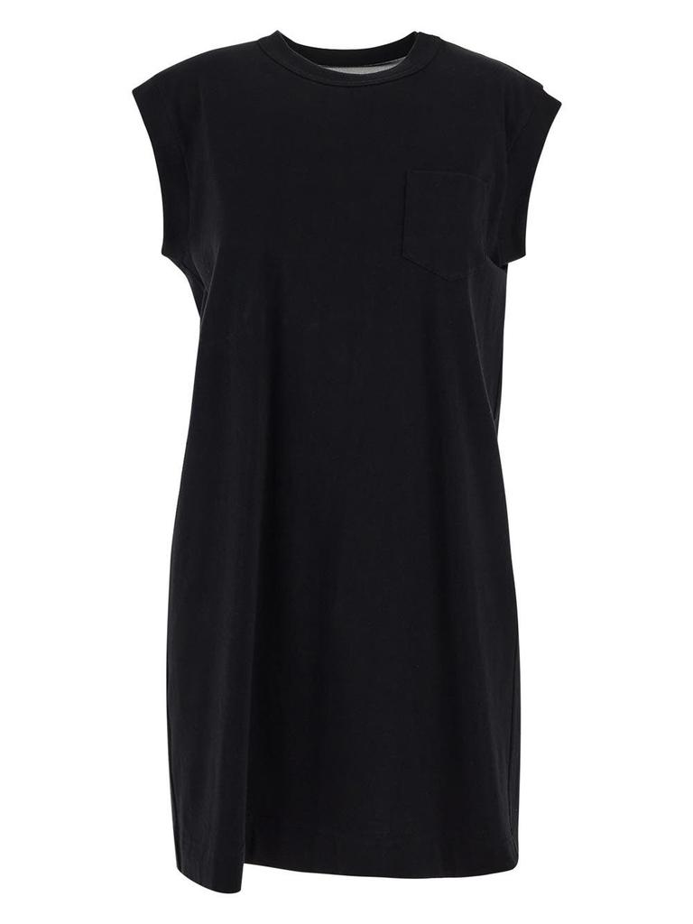 Sacai Black High Twist Voile & Nylon Twill Minidress